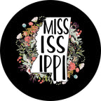 State Of Mississippi Outline Flowers Spare Tire Cover