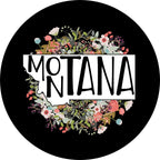 State Of Montana Outline Flowers Spare Tire Cover