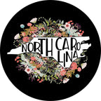 State Of North Carolina Outline Flowers Spare Tire Cover