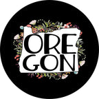State Of Orgon Outline Flowers Spare Tire Cover