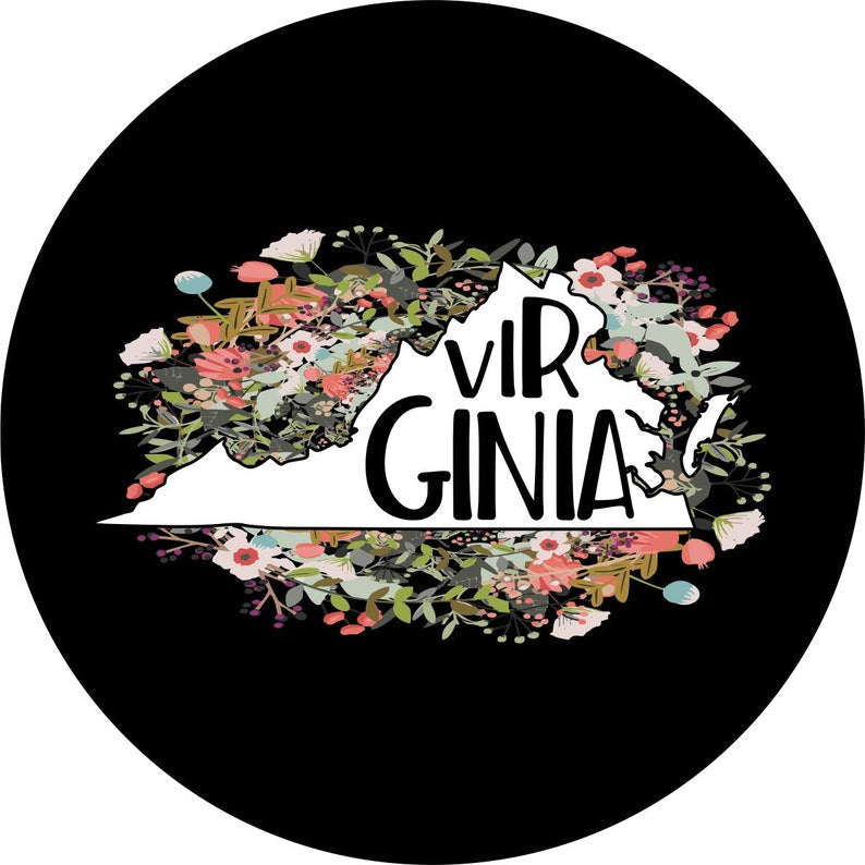 State Of Virginia Outline Flowers Spare Tire Cover