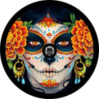 Sugar Skull Flower Spare Tire Cover