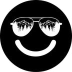 Sunglasses In The Mountains Smiley Face Black Spare Tire Cover