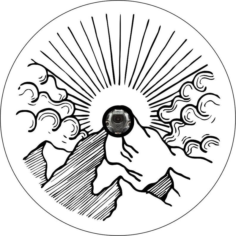 Sunrise On The Mountain White Spare Tire Cover