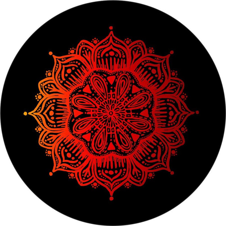 Sunset Mandala Black Spare Tire Cover