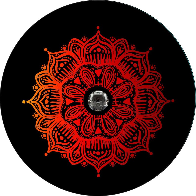 Sunset Mandala Black Spare Tire Cover