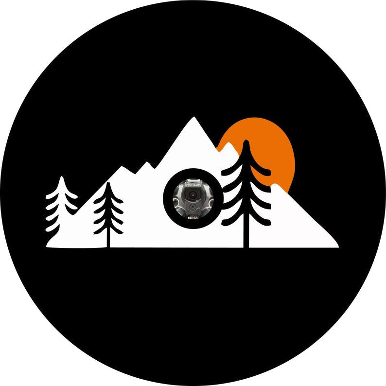 Sunset Mountain Black & Orange Spare Tire Cover