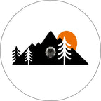 Sunset Mountain White & Orange Spare Tire Cover
