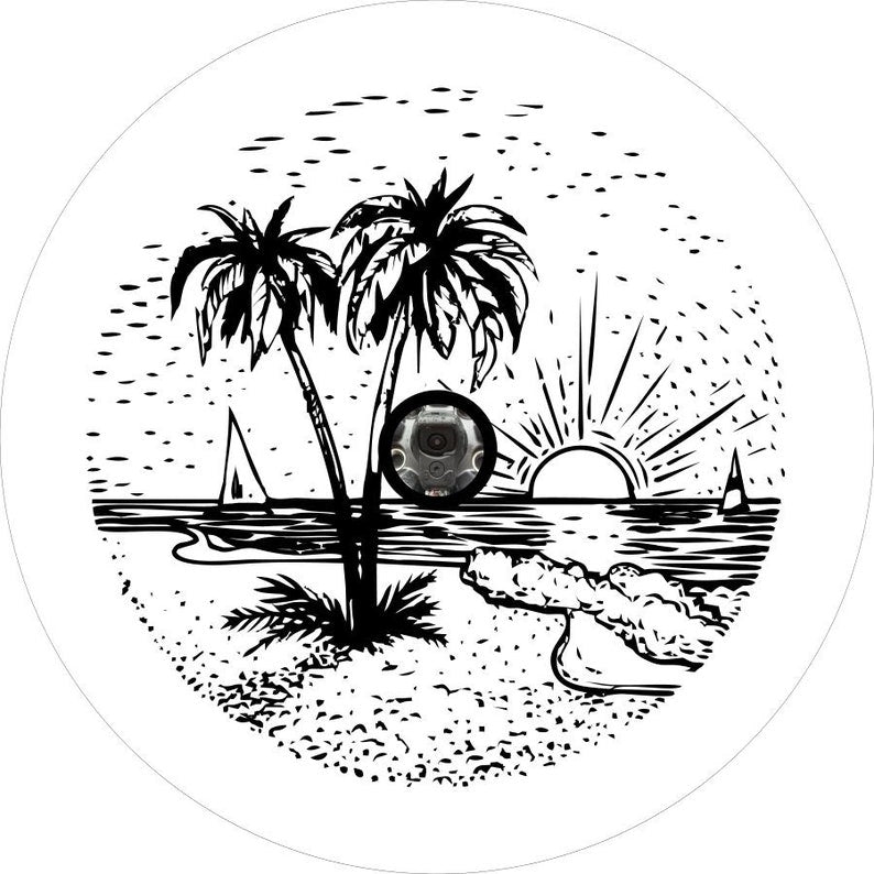 Sunset On The Beach White Spare Tire Cover