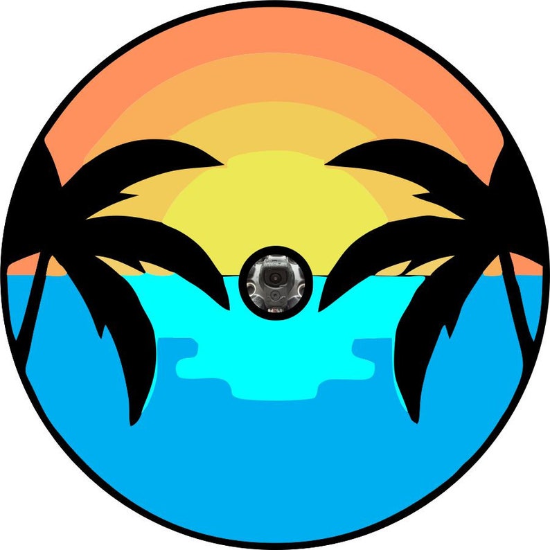 Sunset On The Water Black Spare Tire Cover