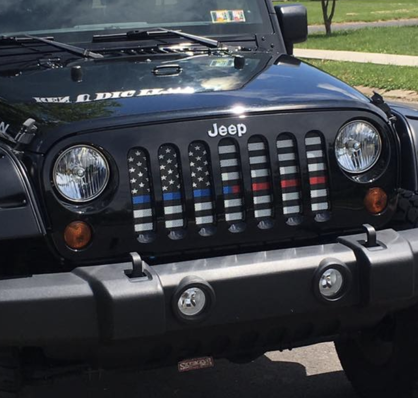 American Black and White Back the Blue and Red Grille Insert