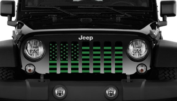 Black and Green American Flag Grille Insert