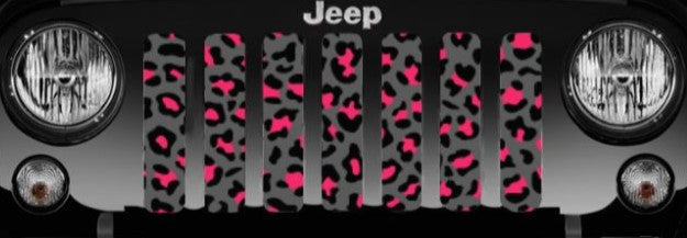 Gray and Pink Leopard Print Grille Insert
