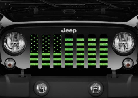 Lime Green Fleck American Flag Print Grille Insert