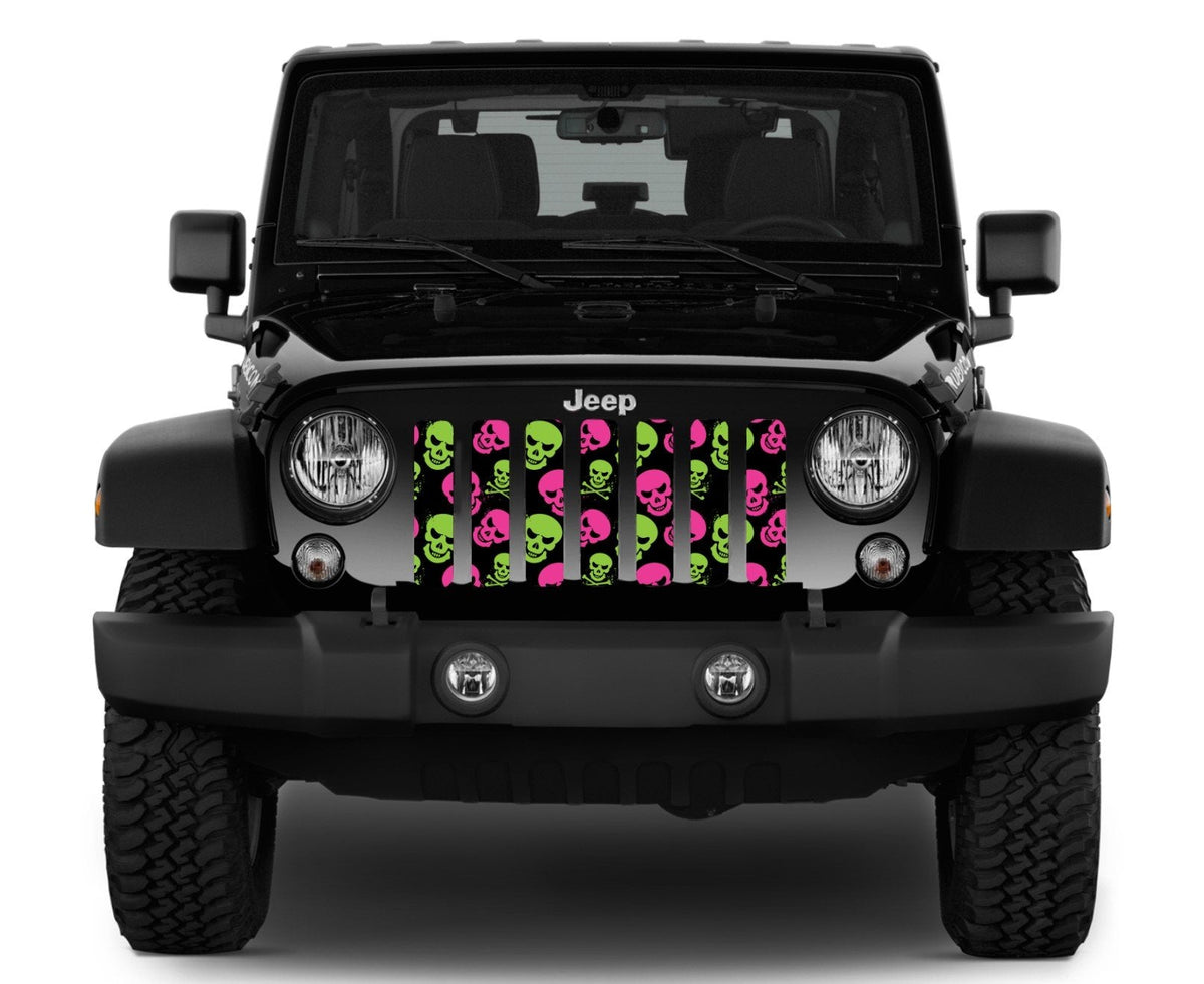 Platinum Skulls (Pink and Green) Grille Insert