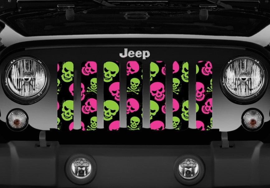 Platinum Skulls (Pink and Green) Grille Insert