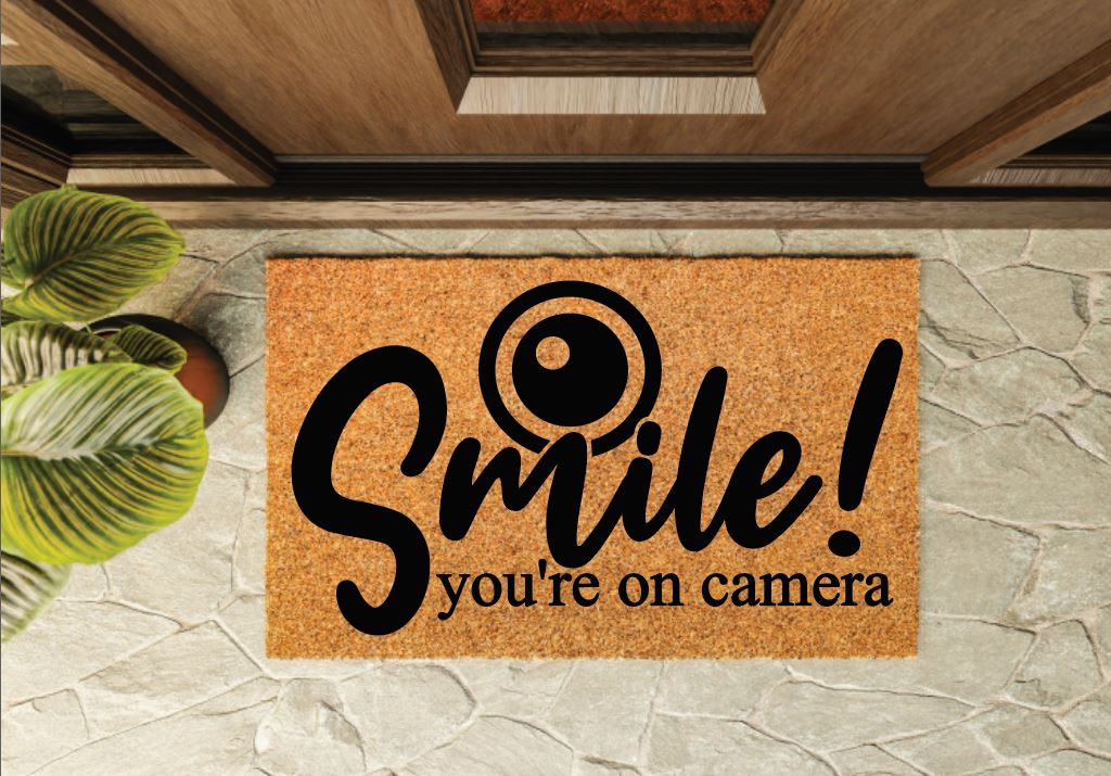 Smile You're On Camera Welcome Mat