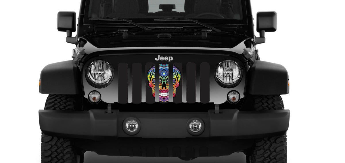 Platinum Sugar Skull Rainbow Grille Insert