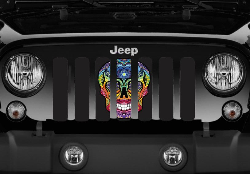 Platinum Sugar Skull Rainbow Grille Insert