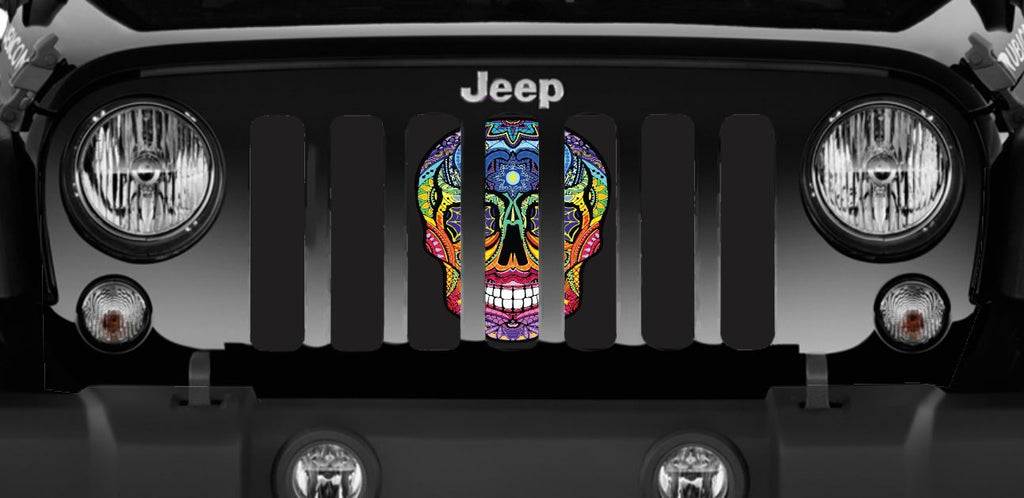 Platinum Sugar Skull Rainbow Grille Insert