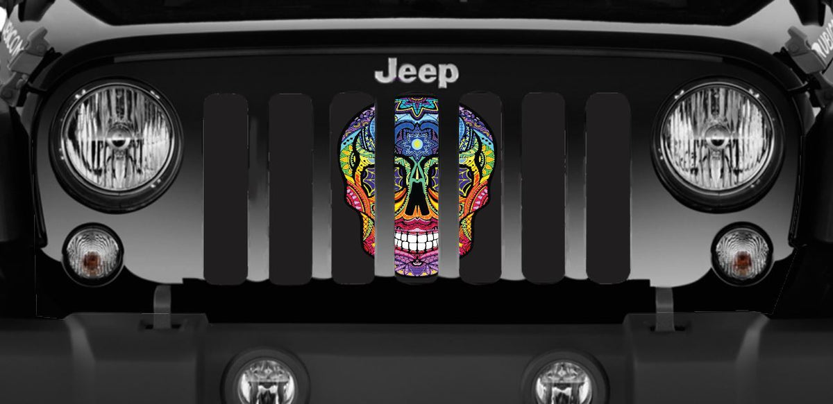 Platinum Sugar Skull Rainbow Grille Insert