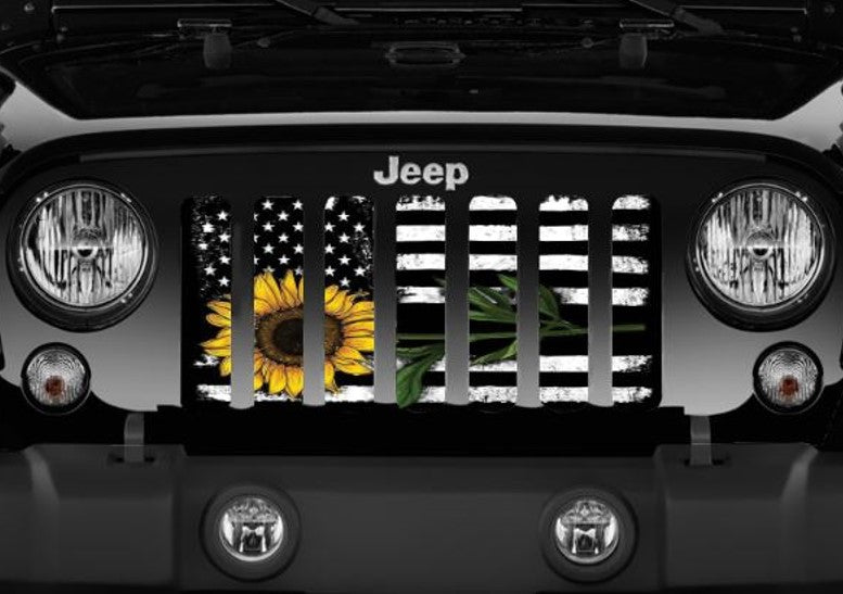Sunflower American Flag Grille Insert
