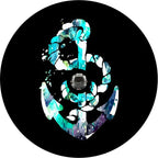 Teal & Purple Tie Dye Anchor Spare Tire Cover