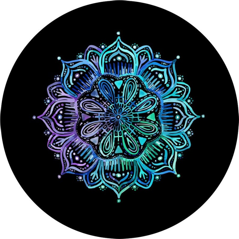 Teal & Purple Mandala Spare Tire Cover