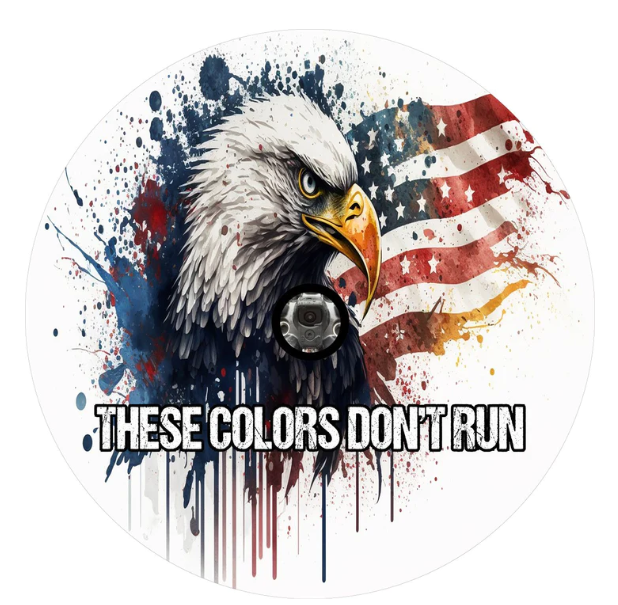 These Colors Don't Run Bald Eagle & American Flag Spare Tire Cover