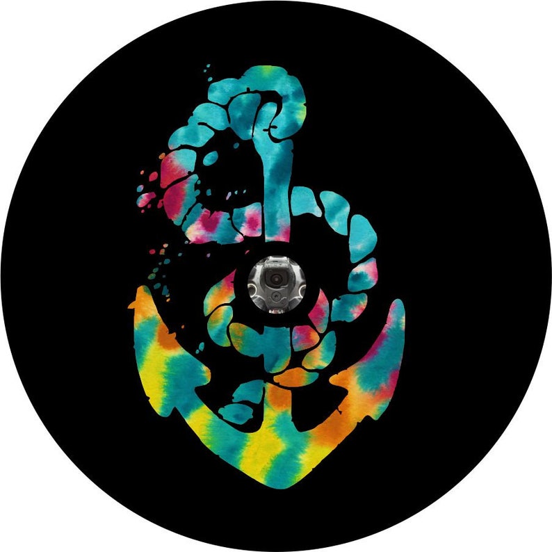 Tie Dye Anchor Black Spare Tire Cover