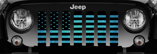 Teal Fleck American Flag Print Grille Insert