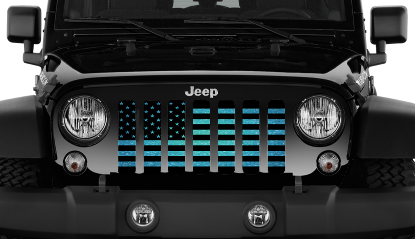 Teal Fleck American Flag Print Grille Insert