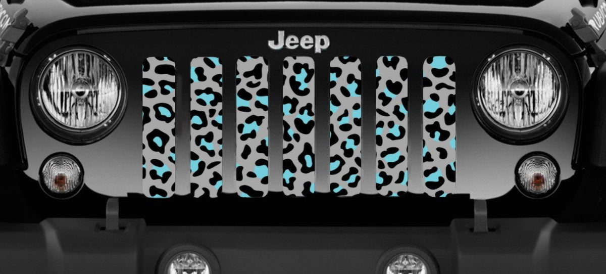 Platinum Teal Leopard Print Grille Insert