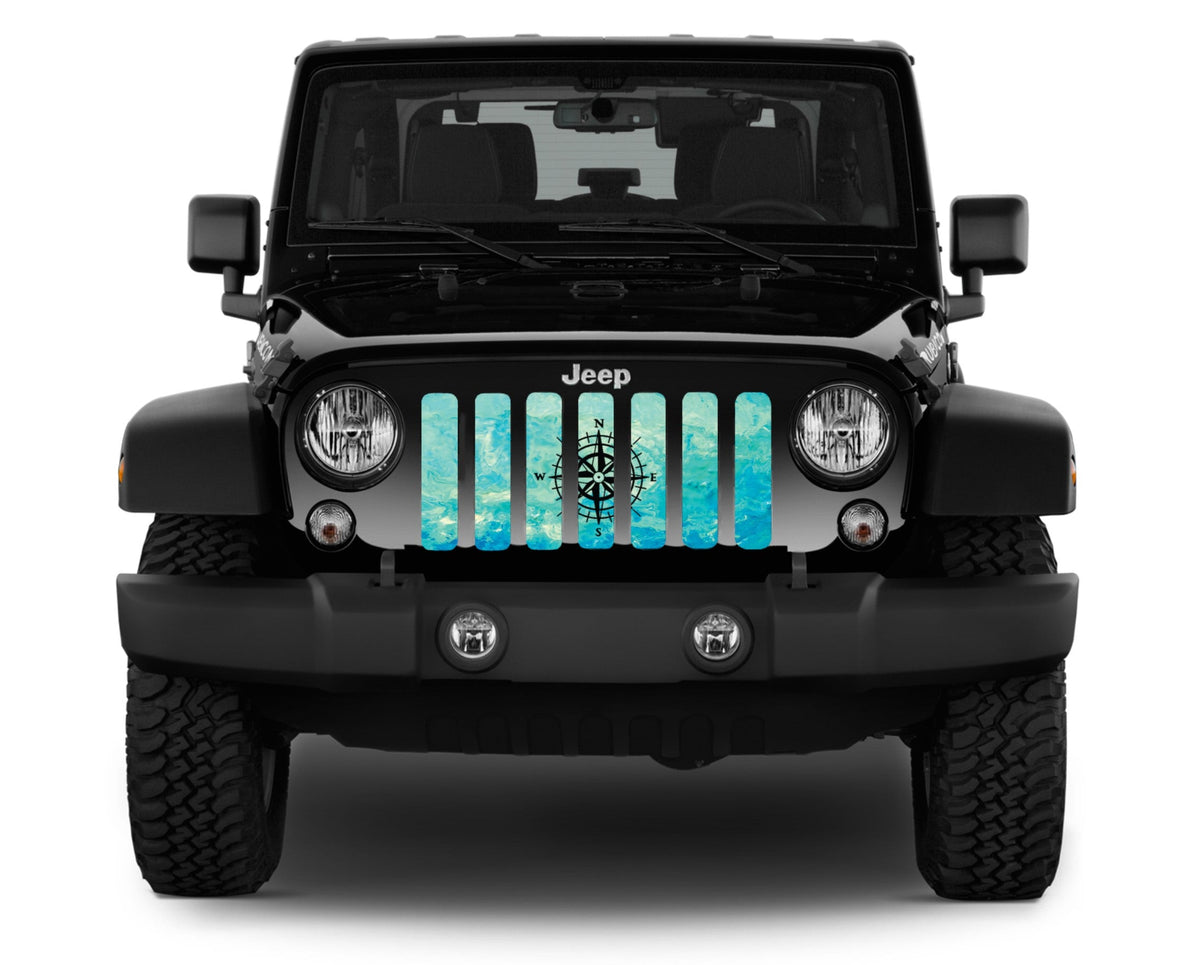 Teal Swirl Compass Grille Insert