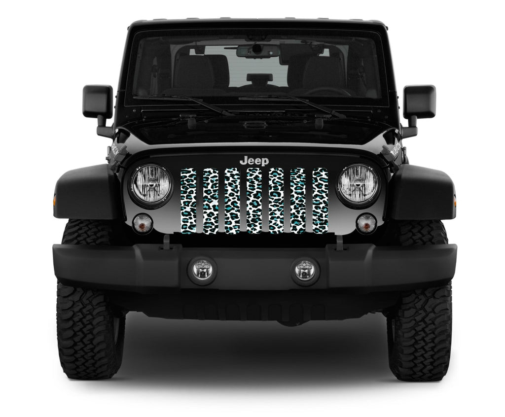 Teal White Leopard Print Grille Insert
