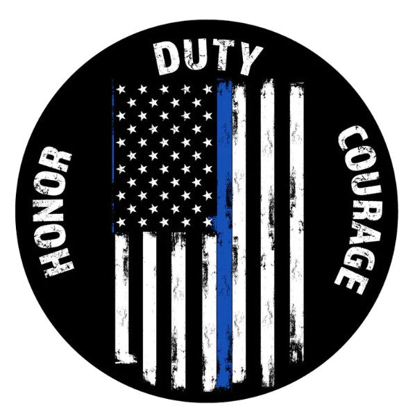 Thin Blue Line Flag honor Duty Courage Spare Tire Cover
