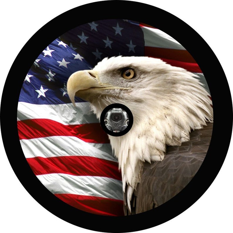 USA American Flag Eagle Black Spare Tire Cover