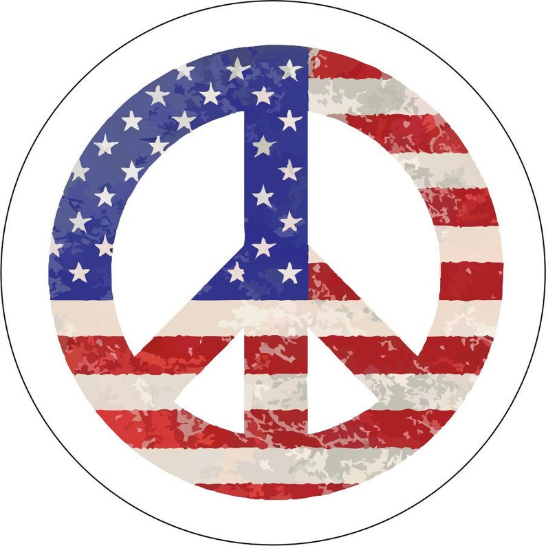 Vintage Peace Sign White Rim Spare Tire Cover