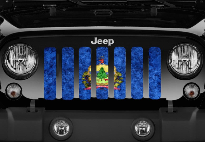 Vermont Grunge State Flag Grille Insert