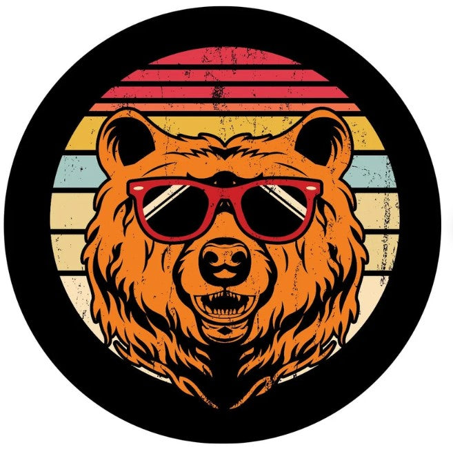 Vintage Bear With Sunglasses Spare Tire Cover