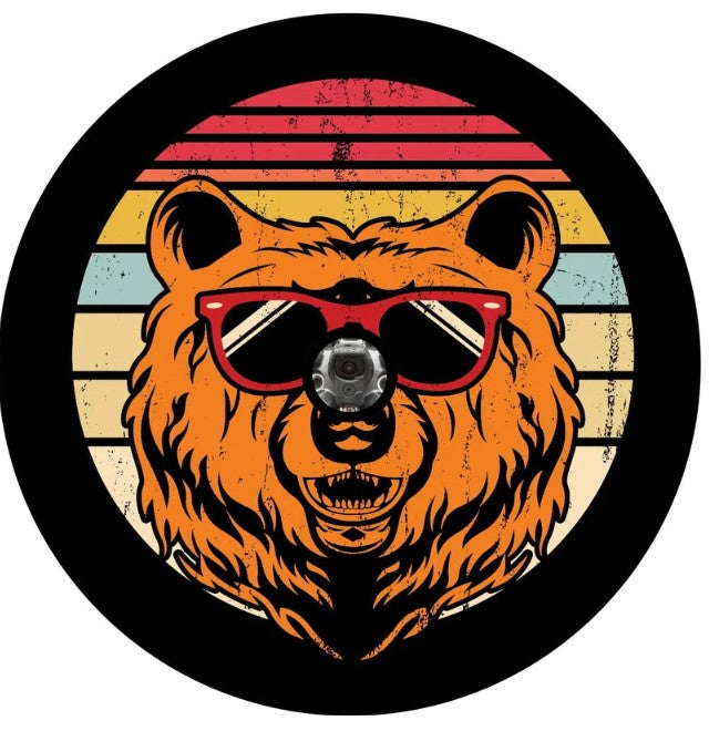 Vintage Bear With Sunglasses Spare Tire Cover