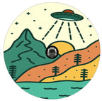 Vintage UFO In The Mountains Spare Tire Cover