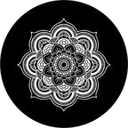 White Mandala With Black Rim Spare Tire Cover