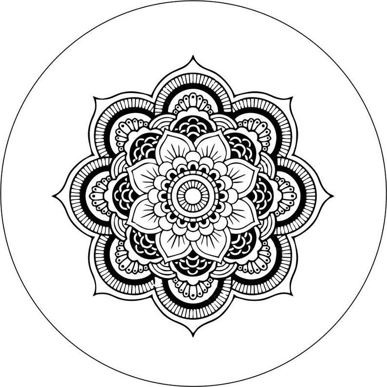 White Mandala White Rim Spare Tire Cover