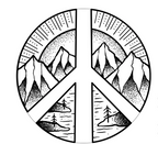 White Vinyl Mountain Peace Sign Spare Tire Cover