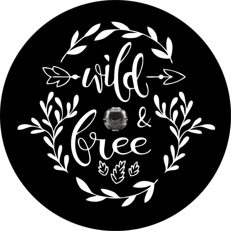 Wild & Free Floral With Arrow Black Spare Tire Cover