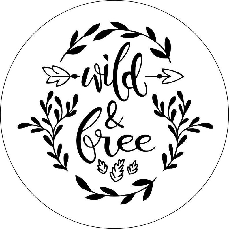 Wild & Free Floral With Arrow White Spare Tire Cover