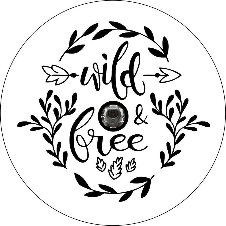 Wild & Free Floral With Arrow White Spare Tire Cover