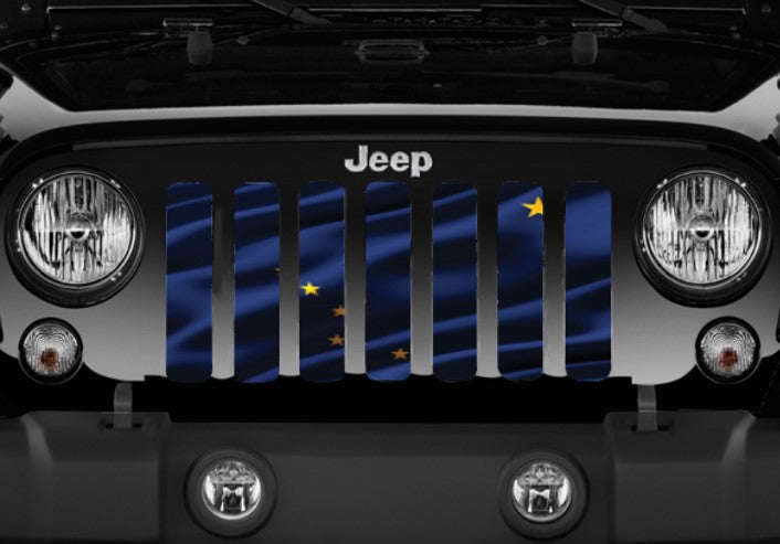 Waving Alaska State Flag Grille Insert