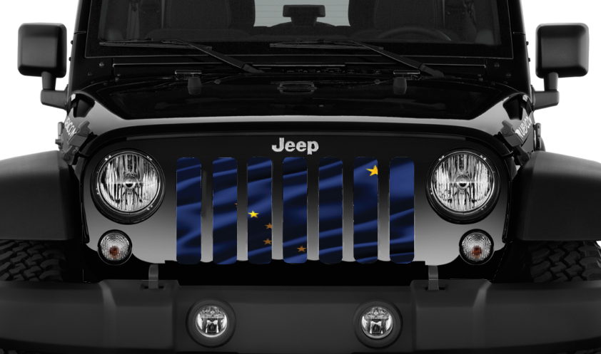 Waving Alaska State Flag Grille Insert